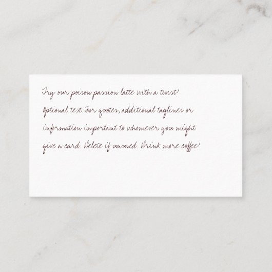 Carte perforée de boissons de café de Peaberry (Dos)