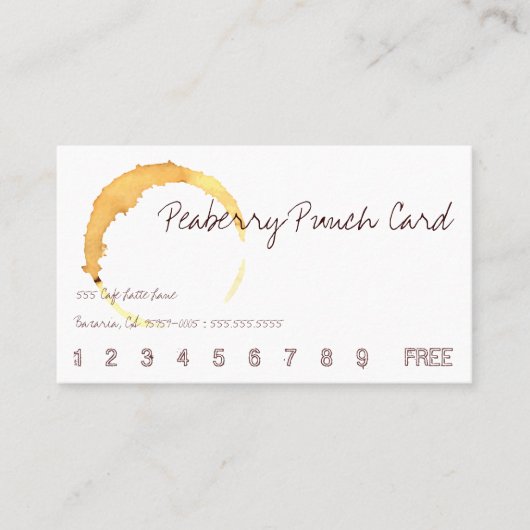 Carte perforée de boissons de café de Peaberry (Devant)