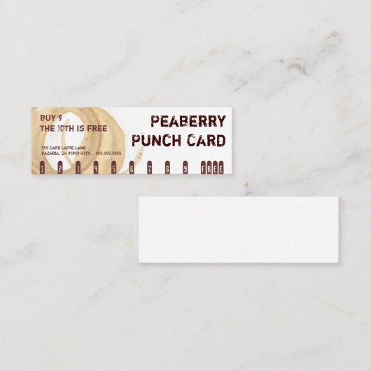 Carte perforée de boissons de café de tache de (Devant / Derrière)