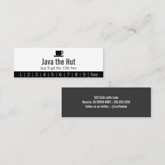 Carte perforée de boissons de logo de Java (Devant / Derrière)