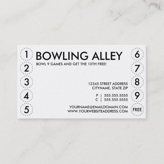 carte perforée de bowling (Devant)