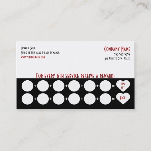 Carte perforée de carte de visite de fidélité de (Devant)