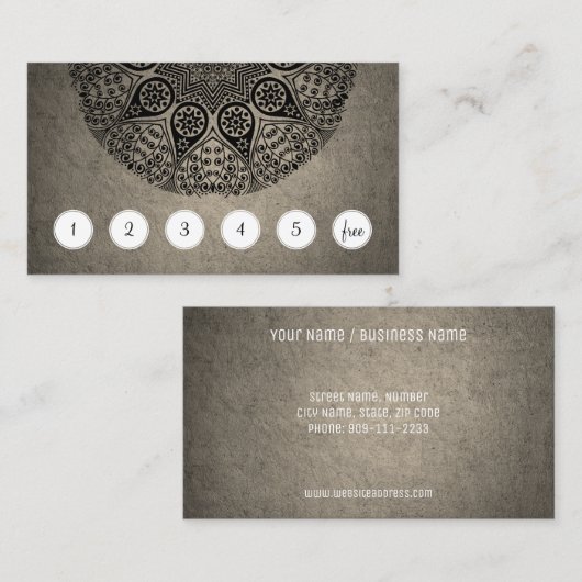 Carte perforée de fidélité de client de mandala (Devant / Derrière)