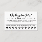 carte perforée de fidélité de pizza (Dos)