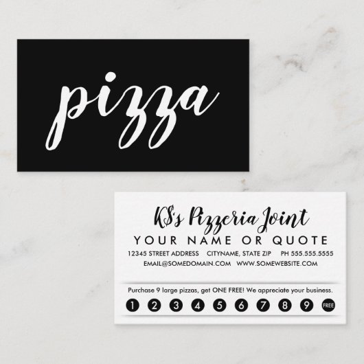 carte perforée de fidélité de pizza (Devant / Derrière)