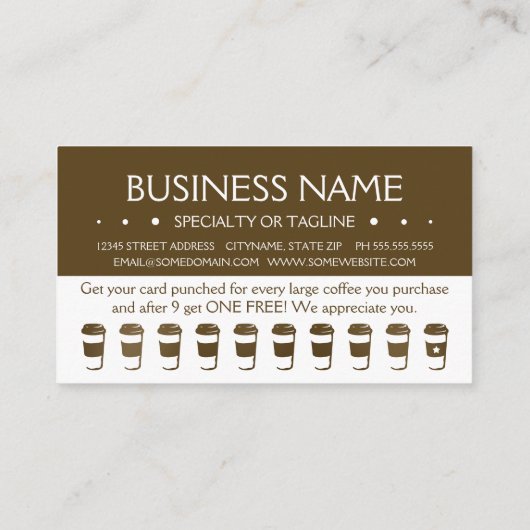 carte perforée de fidélité de tasse de café de (Dos)