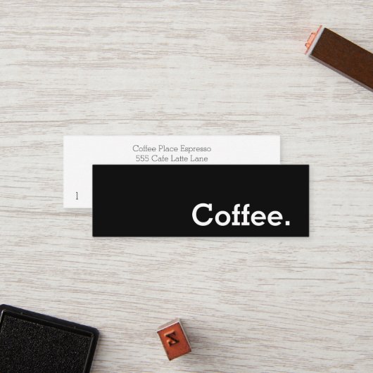 Carte perforée foncée de café de fidélité de mot (Devant/Arrière en situation)