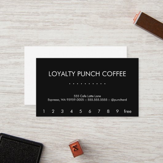 Carte perforée moderne de café de fidélité de (Devant/Arrière en situation)