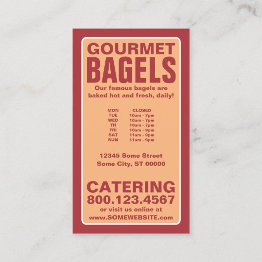 carte perforée pour bagels (Dos)