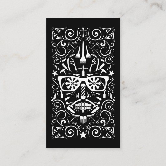 carte perforée punk de crâne de raseur-coiffeur (Devant)