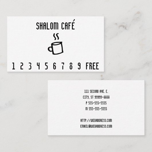 Carte perforée tasse de café de schéma (Devant / Derrière)