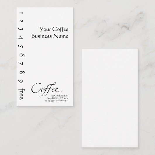 Carte perforée verticale de café (Devant / Derrière)