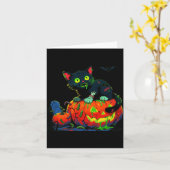 Carte Performance Chat Noir Citrouille Halloween pour Ho (Fleur jaune)