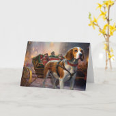 Carte Période de fêtes de Noël Beagle (Fleur jaune)