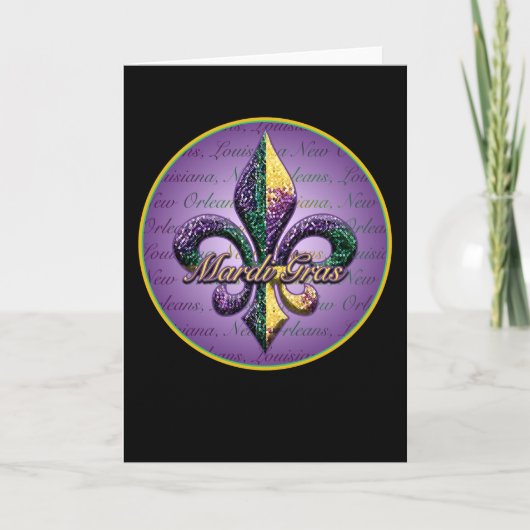 Carte Perle Fleur de lis 2 de mardi gras (Devant)