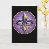 Carte Perle Fleur de lis 2 de mardi gras (Fleur jaune)