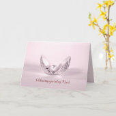 Carte perle rose en coquillages Fête des Mères (Fleur jaune)