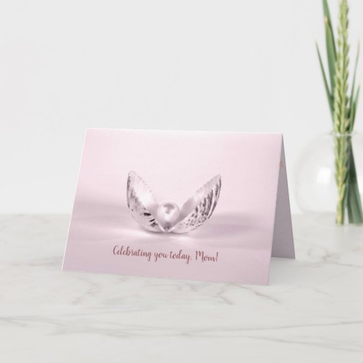 Carte perle rose en coquillages Fête des Mères (Devant)