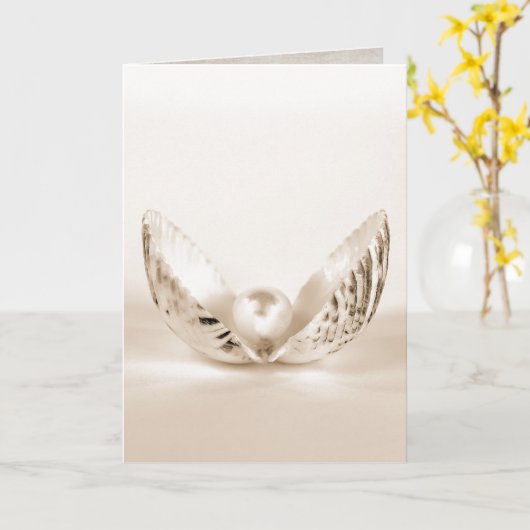 Carte perle unique dans coquillage (Fleur jaune)