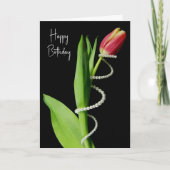 Carte Perles d'anniversaire enroulées autour d'une tulip (Devant)