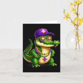 Carte Perles de Fun Mardi Gras d'Alligator Célébration d (Fleur jaune)