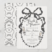 Carte Perles & Prosecco Coquette Bow Fête des mariées In (Devant / Derrière)