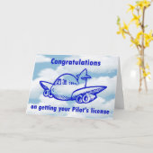 Carte Permis de pilote. Vous avez des ailes. Félicitatio (Fleur jaune)
