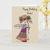 Carte Perogie Pyrohy Pierogi Girl Ukrainienne Baba (Fleur jaune)