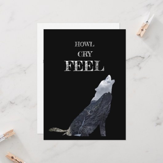 Carte Perosnalized, Wolf Howling Card (Devant/Arrière en situation)