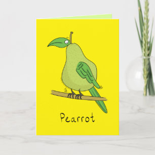 Carte Perroquet amusant Pear Oiseau Pun mignon Pearrot