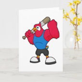Carte Perroquet au baseball avec une batte de baseball (Fleur jaune)