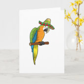 Carte Perroquet avec chapeau de paille (Fleur jaune)