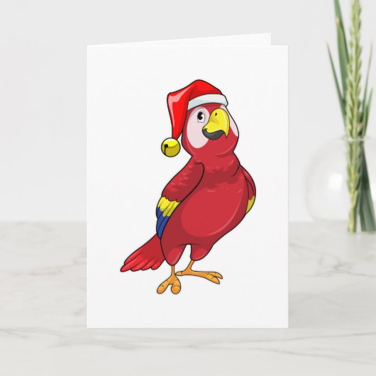 Carte Perroquet avec chapeau de Père Noël (Devant)