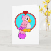 Carte Perroquet avec Cœur (Fleur jaune)