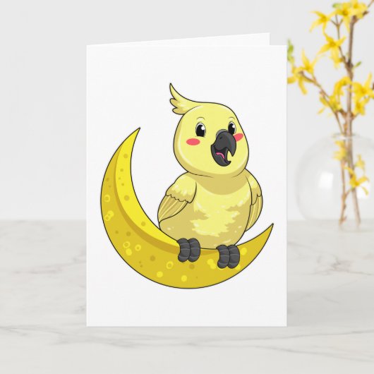 Carte Perroquet avec Lune (Fleur jaune)