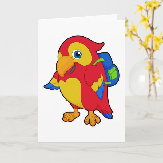 Carte Perroquet avec Sac à Dos (Fleur jaune)