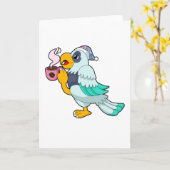 Carte Perroquet avec tasse de café (Fleur jaune)