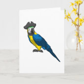 Carte Perroquet comme pirate avec chapeau (Fleur jaune)
