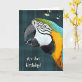 Carte perroquet d'anniversaire humoristique avec bulles (Fleur jaune)
