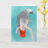 Carte Perroquet de gris africain (Fleur jaune)