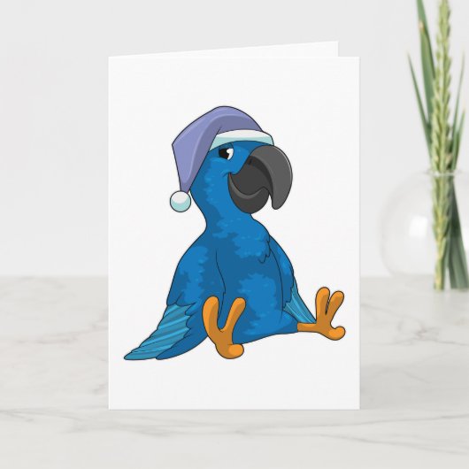 Carte Perroquet dormant avec bonnet de nuit (Devant)