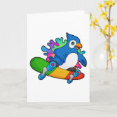 Carte Perroquet en patineur avec planche à roulettes (Fleur jaune)