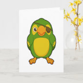 Carte Perroquet en pirate avec cache-œil (Fleur jaune)