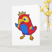 Carte Perroquet en roi avec couronne (Fleur jaune)
