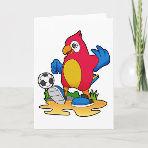 Carte Perroquet en tant que joueur de football avec ball