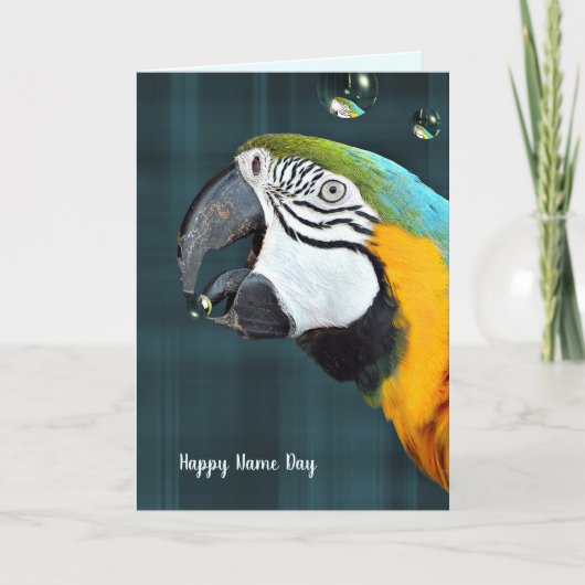 Carte Perroquet macaw avec bulles Nom Jour sur plaid (Devant)