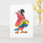 Carte Perroquet & Noix de coco avec paille (Fleur jaune)