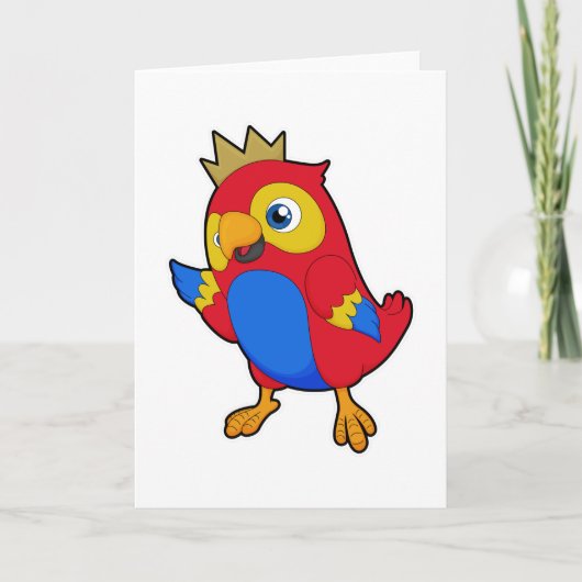 Carte Perroquet roi avec couronne (Devant)