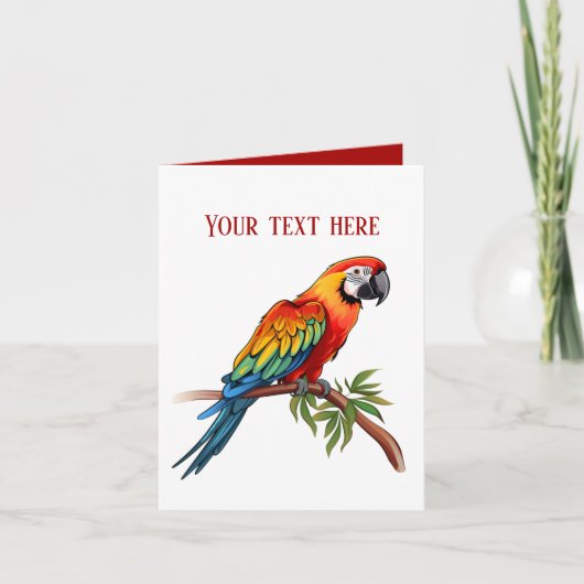 Carte Perroquet tropical mignon ajouter du texte à n'imp (Devant)