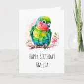 Carte Perroquet vert - Bébé mignon Anniversaire (Devant)